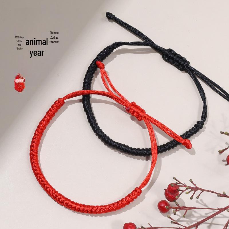 Регулируемый браслет из красной веревки с узлом из чистого бриллианта - дизайн со знаком зодиака унисекс