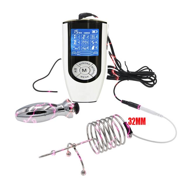 БДСМ Электрический Шок Анальная Пробка Пенис Пробка Электросекс Кольца E-стим Стимулятор Ануса Клетка Целомудрия Мастурбация Секс-Инструменты Для Мужчин