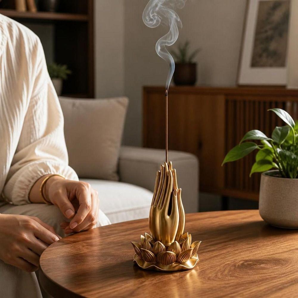 Praying Hand Lotus Hand Incense Holder 3D Printed Tabletop Incense Base Desktop Use