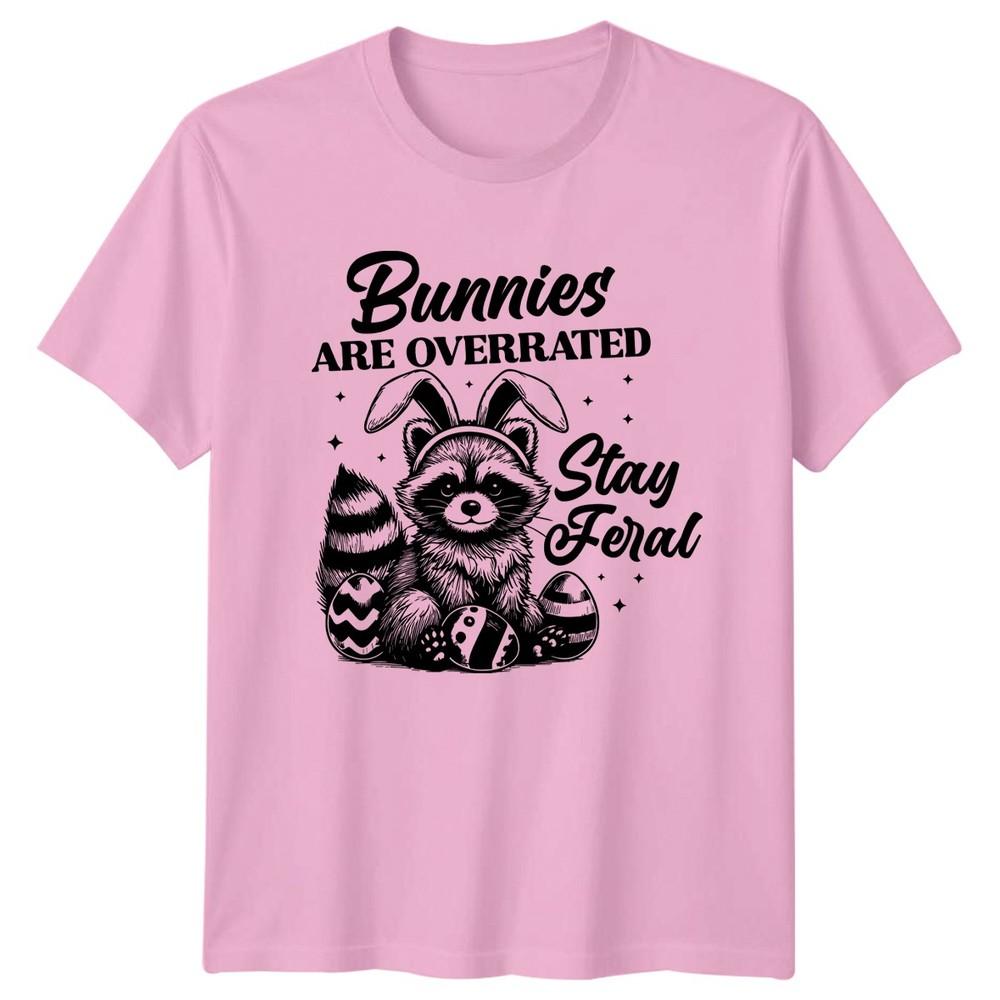 Bunnies Are Overrated Stay Feral TShirt Raccoon Easter Animal Humor Easter Gift