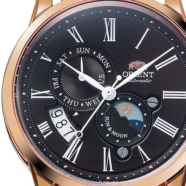 Orient Мужской RN-AK0002Y (КЛАССИЧЕСКОЕ СОЛНЦЕ И ЛУНА) Круглые часы из коричневой нержавеющей стали с несколькими стрелками, аналоговые