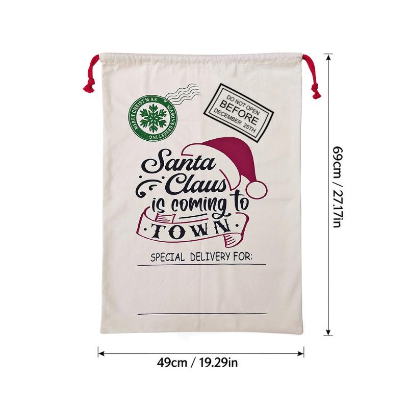 Extra Large Gift Bag Sacks For Presents Merry Christmas Candy Bundle Pockets Drawstring Bags Xmas Elements Printing