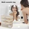 Mesh Cosmetic Bag Multi Layers Large Capacity Visible Zipper Closure with Handle Portable Classified Organization Travel Trip Makeup Storage Bag