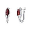 100% Natural Red Garnet Gemstone Clip Earring Simple Clasp Earring ,925 Sterling Silver 2.5ct Real Gemstone Fine Jewelry for Women Gift