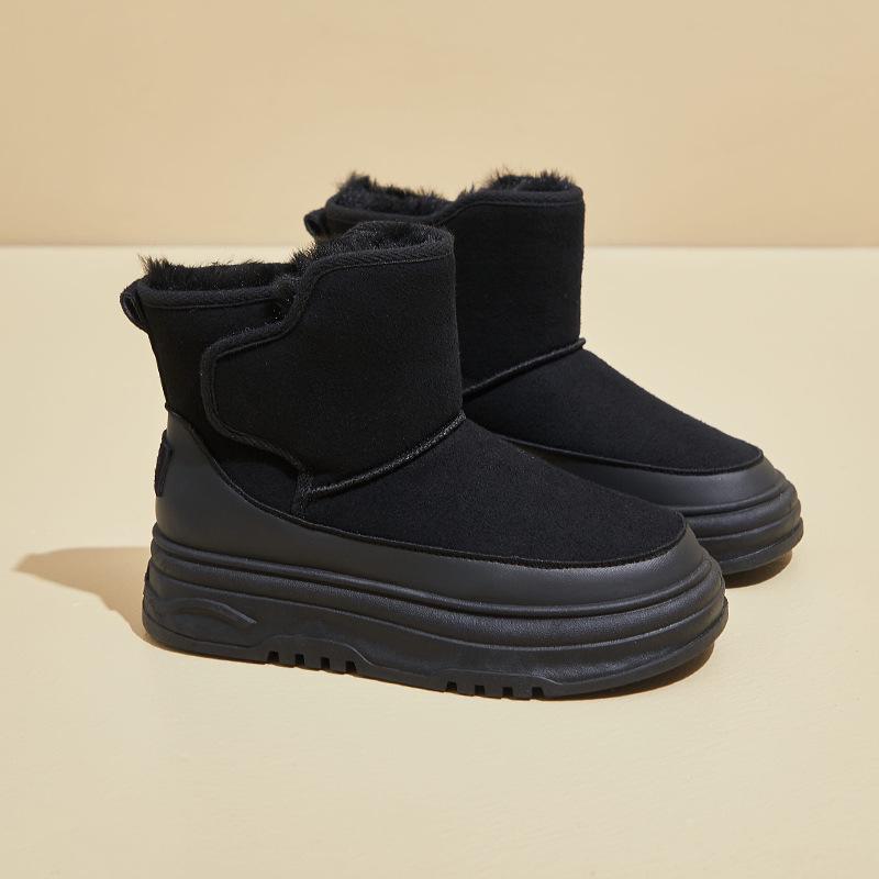 Женские высокие зимние ботинки Plus Velvet, зима 2024 г., корейский стиль, теплая повседневная модель RD7340.