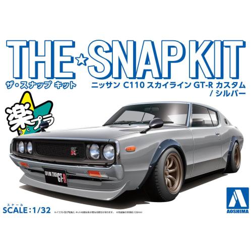 Aoshima Bunka Kyozai 1/32 Scale The Snap Kit Series Nissan C110 Skyline GT-R Custom (Silver) Pre-Colored Plastic Model Kit No. 18-SP1