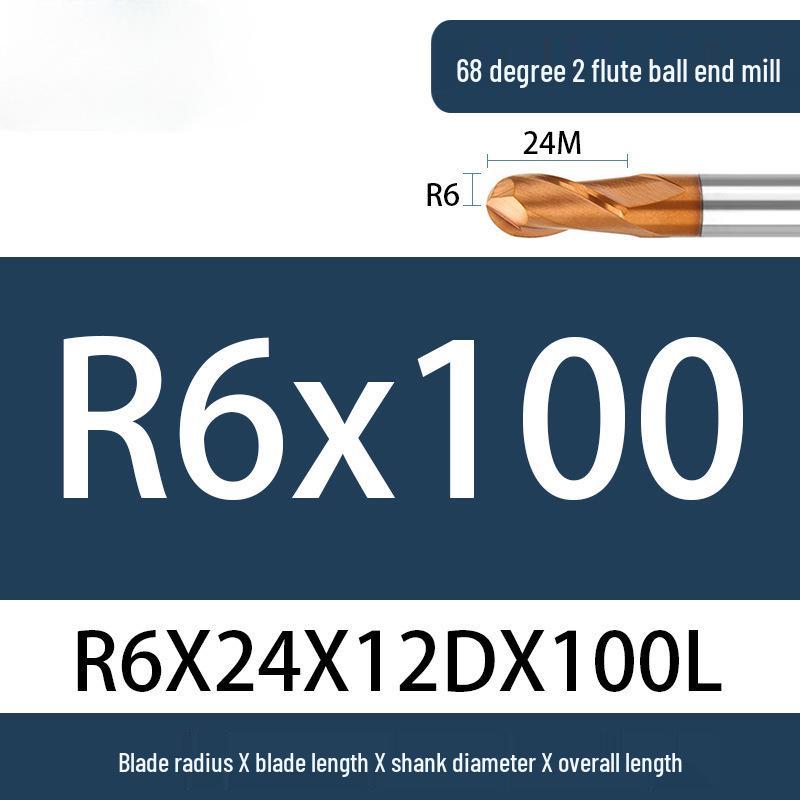 Tungsten Steel Ball Nose End Mill, 68° & 65° CNC Alloy, Extended Reach Cutter