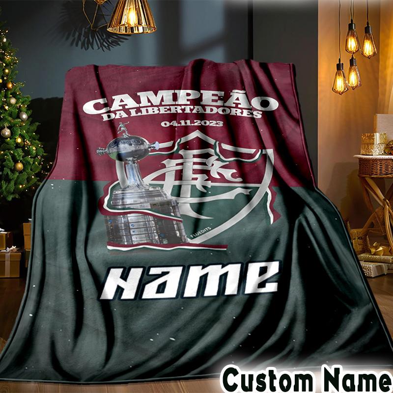 Custom Name Fluminense Football Club Throws Blanket Flannel Blankets for Couch Bed Gifts for Men Women Picnic blanket Christmas fan gifts