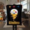 Steelers logo Printed Flannel Blanket, soft throw for bedroom sofa, washable, fan merchandise, great gift.