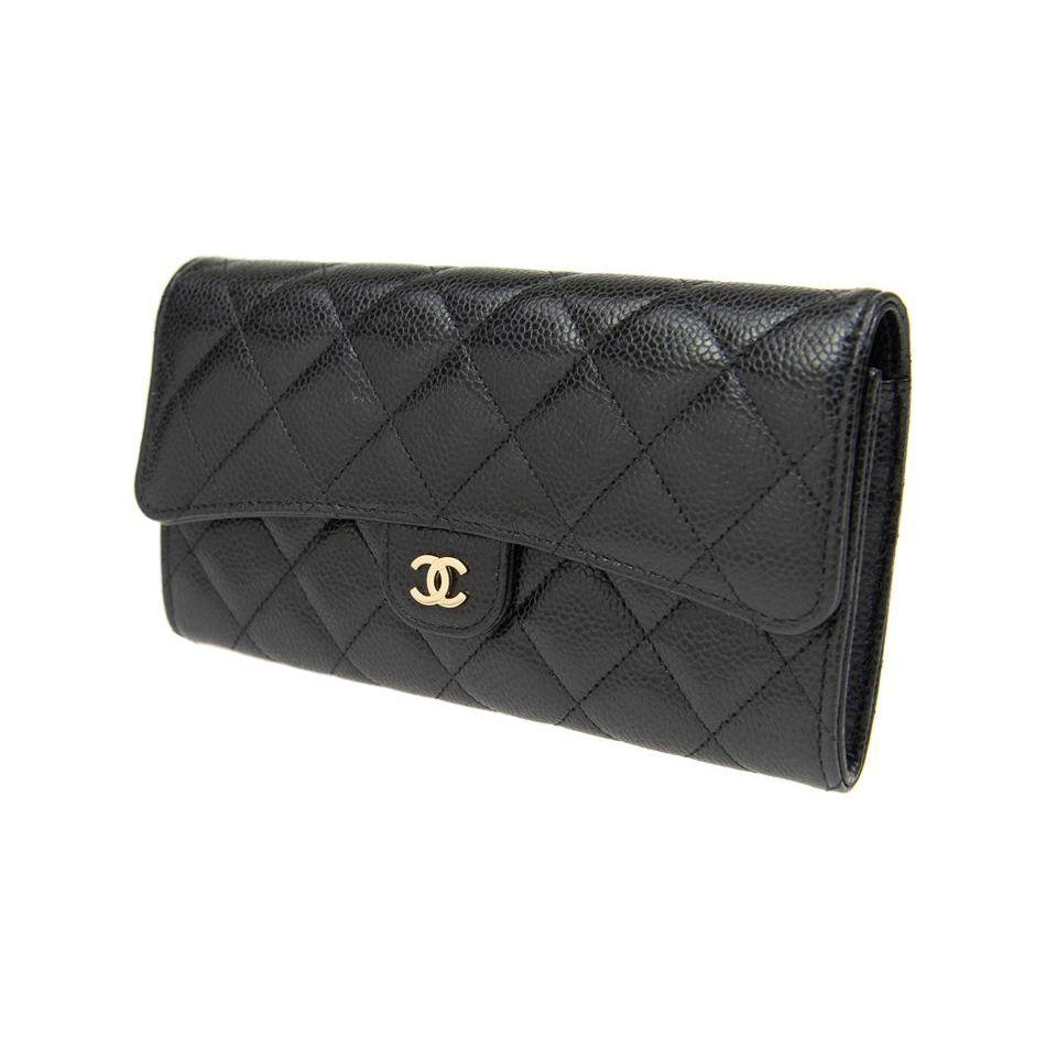 Chanel 23P Классический стеганый длинный кошелек-портмоне Женский кошелек Черный AP0241-Y01864-C3906