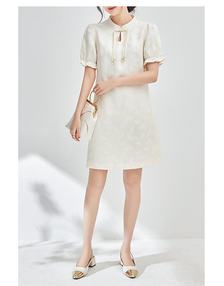 New Chinese Jacquard Butterfly Cheongsam Dress for Women - Retro & Feminine