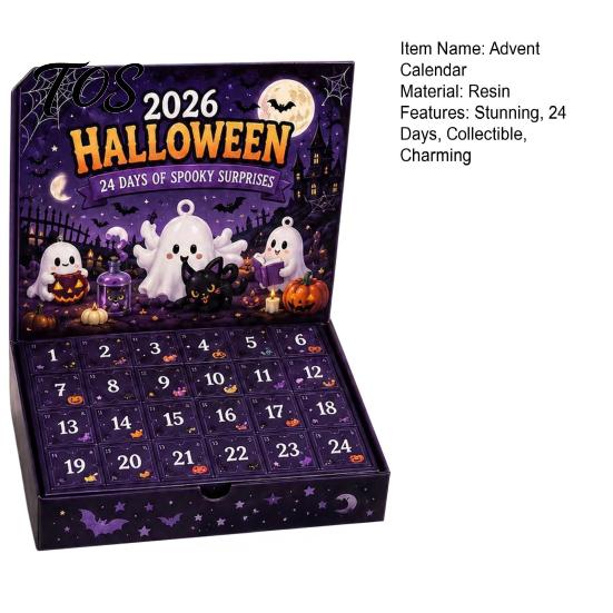 Non Repeating Halloween Baubles Advent Calendar 2026, 24 Day Ghost Countdown with Collectible Figures, Gifts for Kids Boys Girls, Party Favors Unique