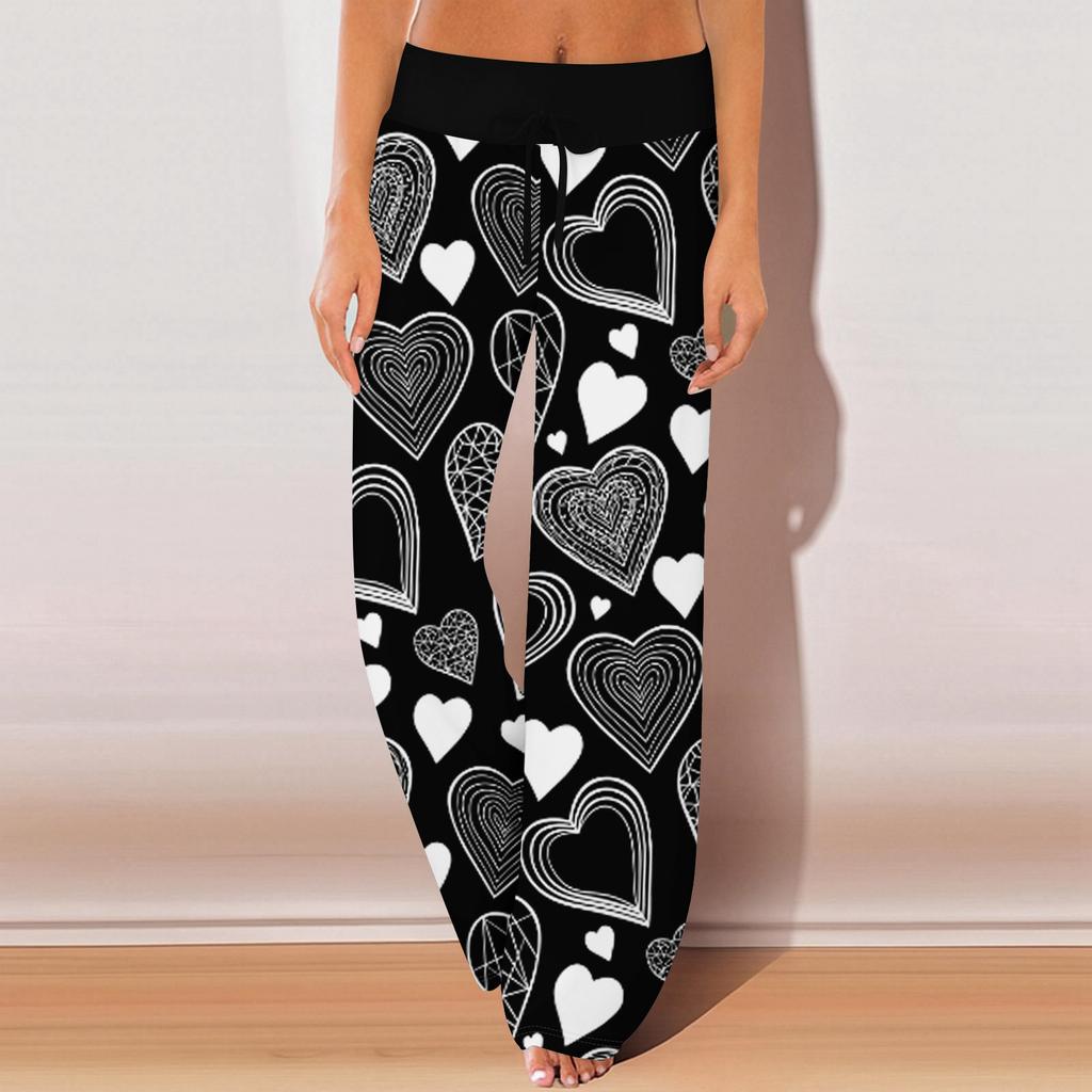 Женские пижамные штаны, одежда для сна, повседневные брюки с эластичной резинкой на талии, удобные прямые свободные брюки для йоги