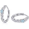 SK.Whiee Earrings Ladies Popularity Compatible with Metal Allergies Hoop Earrings Light Blue Birthstone "Lucky Love" Silver 925 18k Gold Platinum