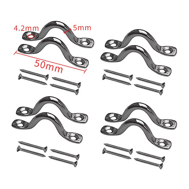 4Pcs Handle 4/5/6Mm 316 Stainless Steel Wire Eye Strap Boat Marine Tie Down Fender Hook Canopy Engines Accessories