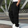 Мужские брюки-карго весна-осень с несколькими карманами, эластичный пояс, прямые спортивные брюки, эластичные брюки, однотонные, свободные, уличный стиль, для бега