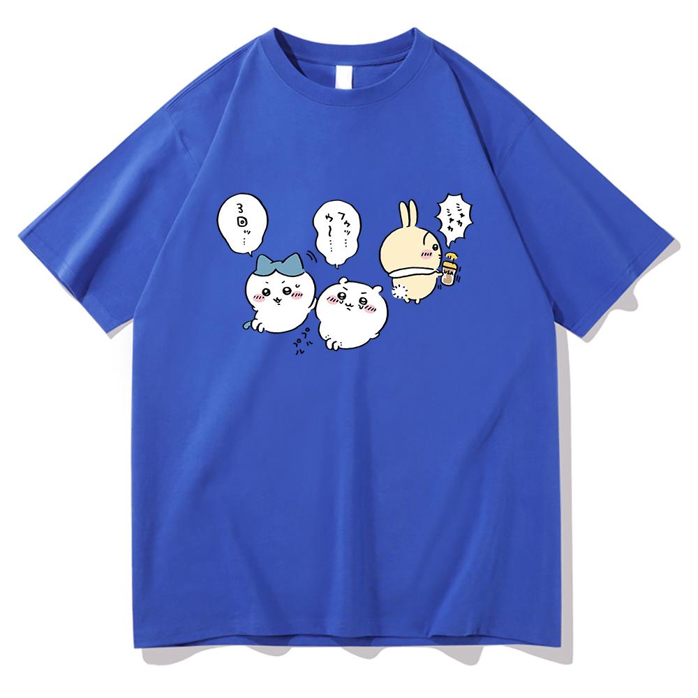 Chiikawa T Shirt Unisex Harajuku Aesthetic Graphic Kawaii Tshirt Unisex Cartoon Daily Casual Oversize Sand Cotton Tees Shirts Korea