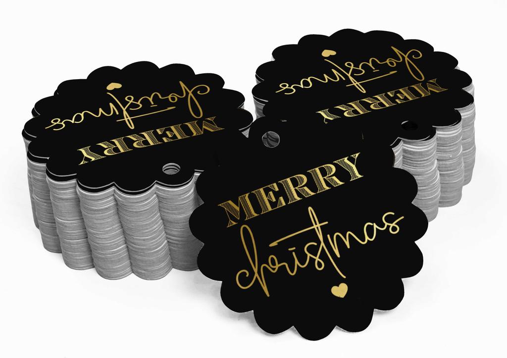 Inkdotpot Real Gold Foil Merry Christmas Tags Favor Hang Paper Tags 100