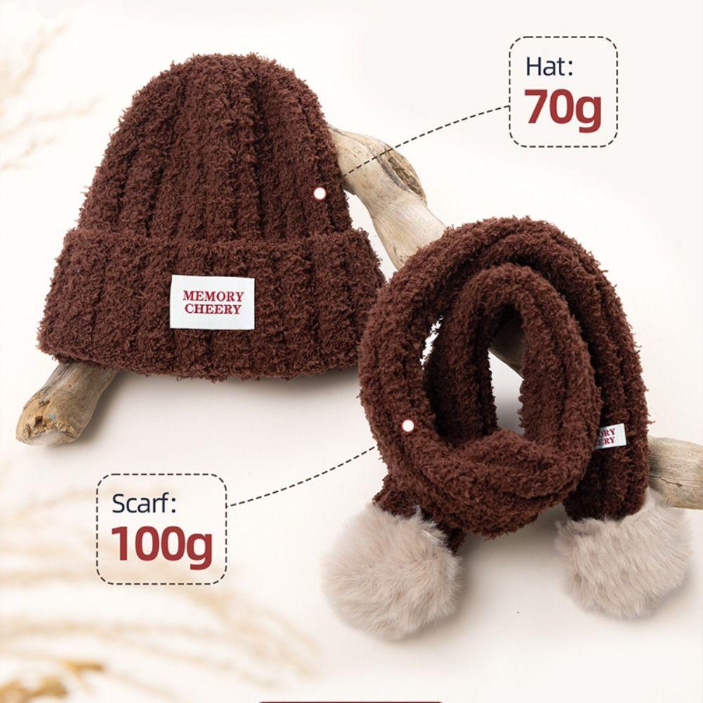 Knitted Kids Hat Scarf Set Soft Baby Beanie Hat New Children Winter Hat Cold Weather Accessories