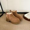 2025 Новые женские зимние ботинки Русалка Толстая подошва Высокий каблук Снежные ботинки для женщин Кожа и шерсть Интегрированные хлопковые туфли