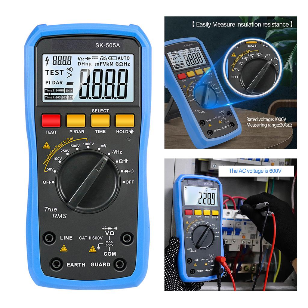 Insulation Resistance Tester 2000V Megohmmeter & Digital Multimeter ABS Resistor Meter for AC/DC Voltage Measurement