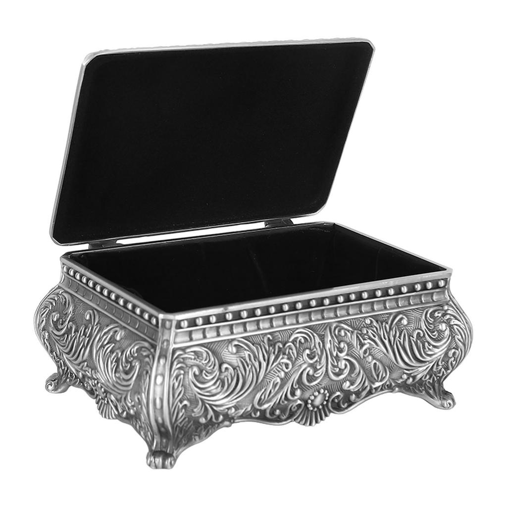 Металлическая шкатулка для украшений Прямоугольная шкатулка для хранения безделушек Винтажная шкатулка для украшений для женщин девушек на день рождения Рождество