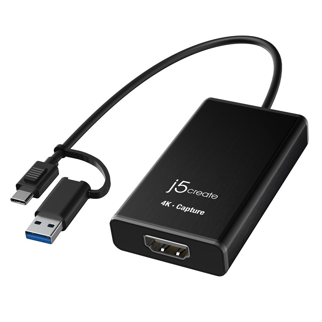 J5create USB-C HDMI Карта захвата видео, Запись до 4K 30 кадров/сек и Full HD 120 кадров/сек, Оснащена высокопроизводительным чипом, USB 3.1 Gen 1, Запись с низкой задержкой, S