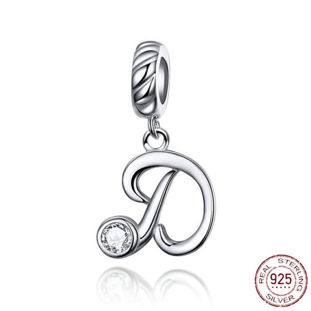 Браслет-подвеска из серебра 925 пробы с буквами AZ и буквами, бусины с именем для женщин, DIY кулон, изготовление ювелирных изделий