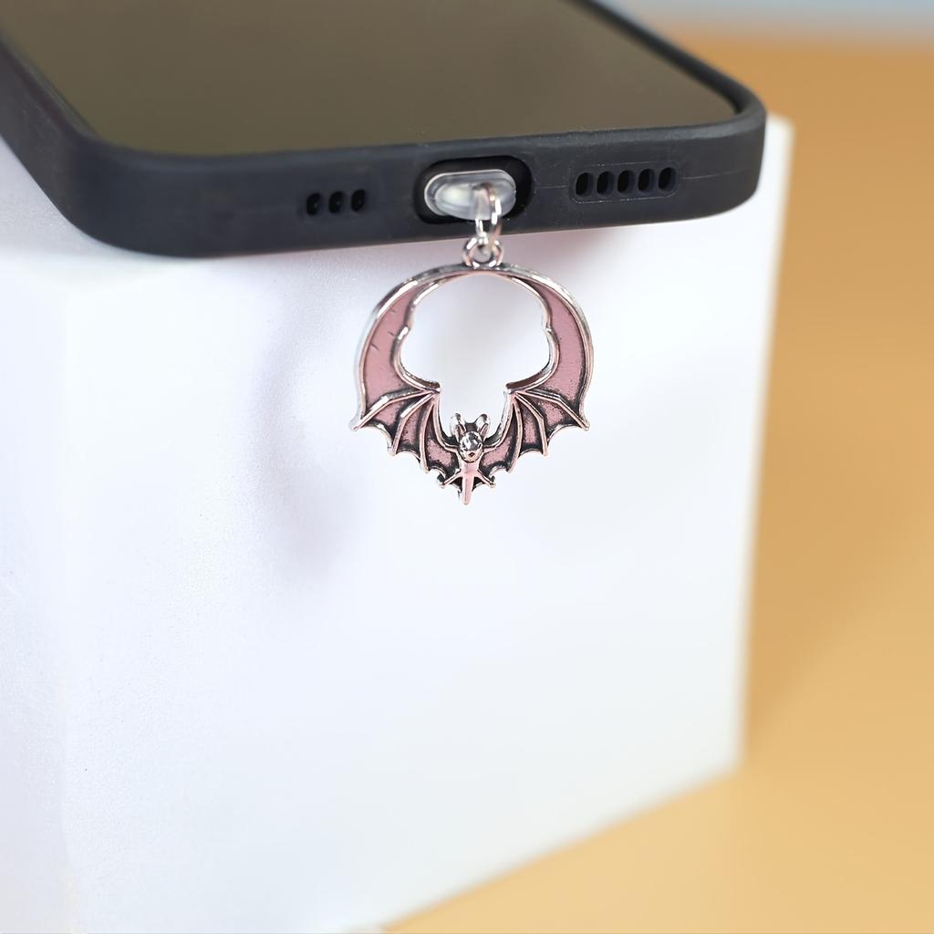 Ретро Хэллоуин Летучая мышь Заглушка для разъема телефона Декоративная подвеска Аксессуар - Идеальный подарок, Украшение для телефона, Защита порта, Жутки шарм