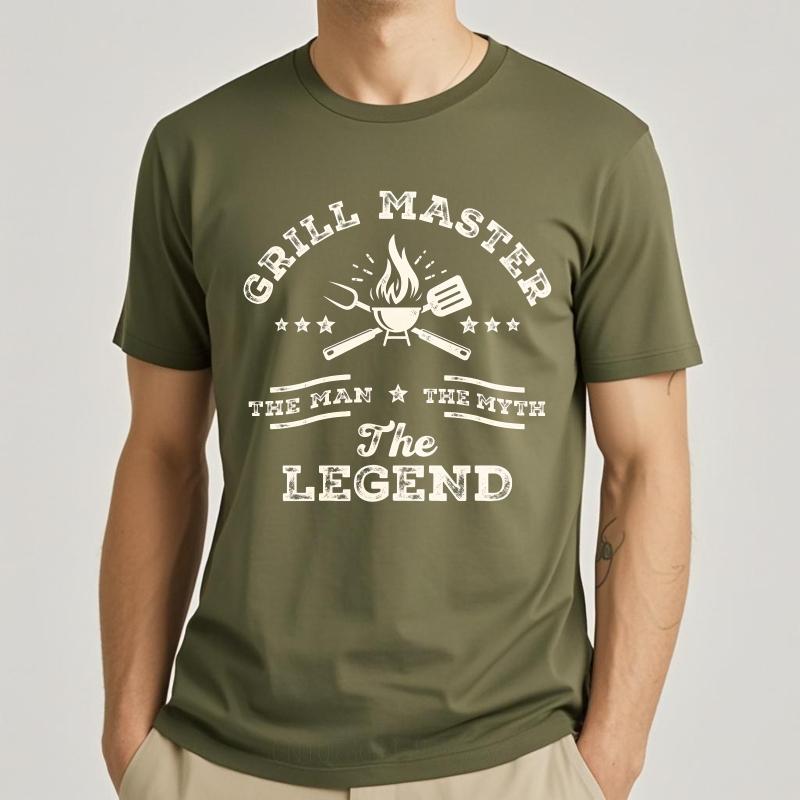Graphic Summer For Men T Shirt Grill Master The Man The Myth The Legend Short Sleeve Travel Round Neck Tshirt Male Teeshirt