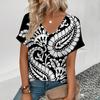 S-8XL Plus Size Women's T-Shirt Summer V-Neck T Shirt For Women Fashion Short Sleeve Tops Casual T-Shirt 3d Print Female Clothes