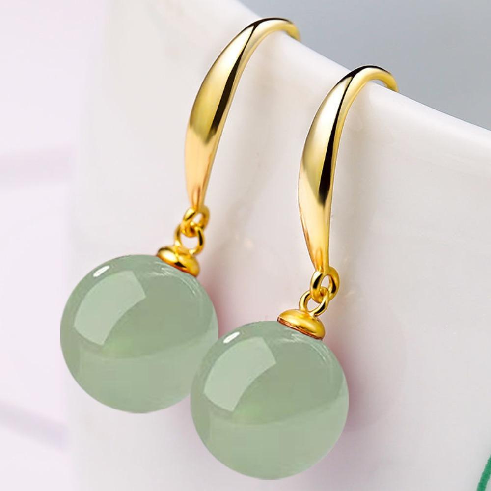 Simulation Green Drop Earrings Ball Shape Ear Hook Exquisite Long Earrings Ear Jewelry