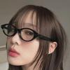 Korean Oval Cat-Eye Black Frame Glasses for Makeup and Myopia