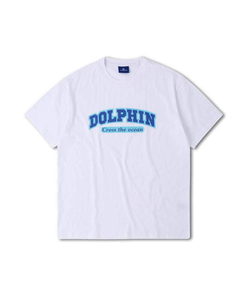 DOLPHIN WAVE APPAREL [2 шт.] Белая + Черная футболка с коротким рукавом и многослойным логотипом-аркой дельфина