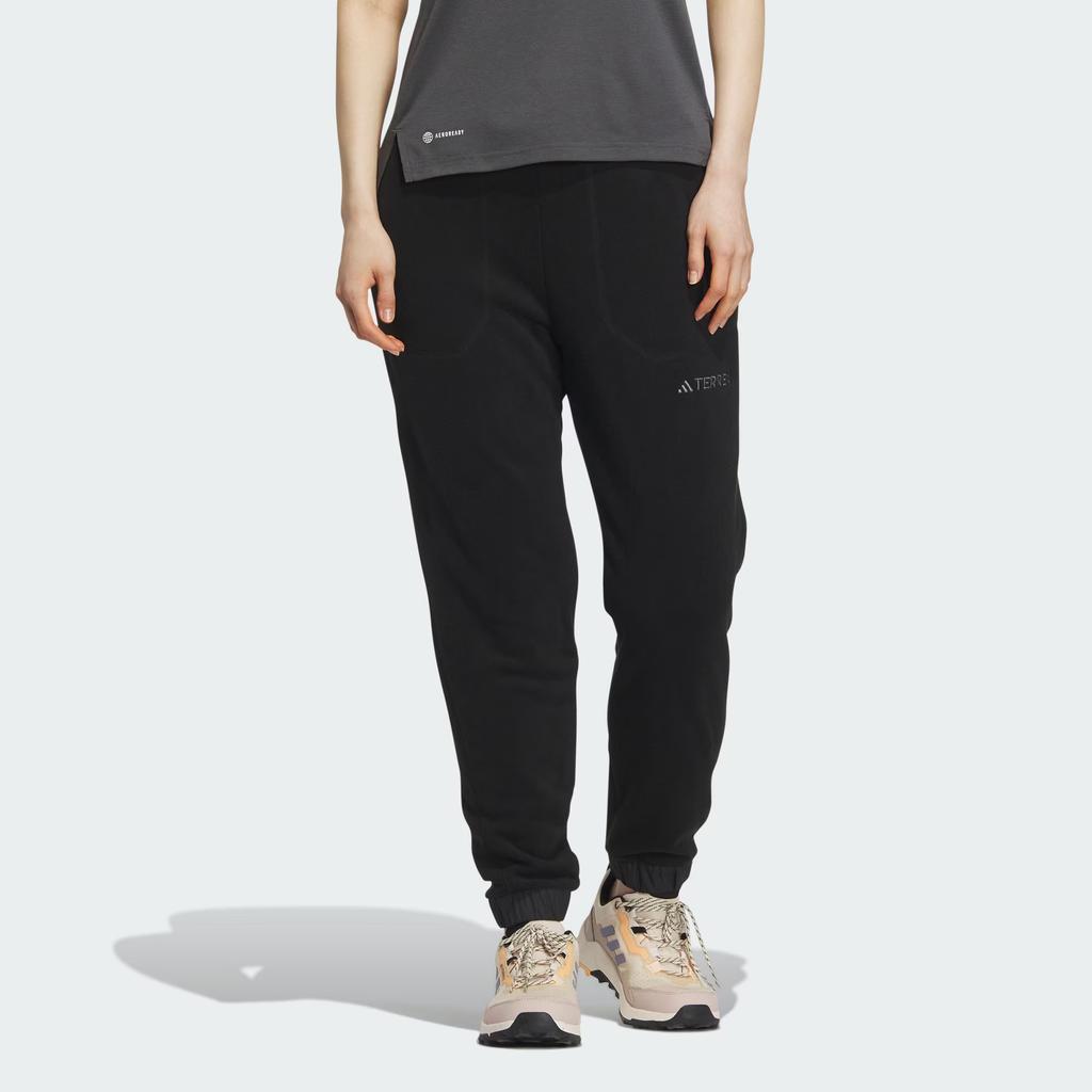 Adidas Fleece Joggers Solid Color Logo Label Outdoor Thickened And Fleece Lined Elastic Cuff Knitted Sweatpants Women's IL9005