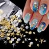 Ocean Starfish Shell Nail Charms Golden Silver Metal Nail Art Decoration 3D Nail Rivet Metallic Slice DIY Manicure Nail PartsY2K