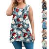 Women's Fashion Large Size Round Neck Sleeveless Casual Print Loose Pullover Top