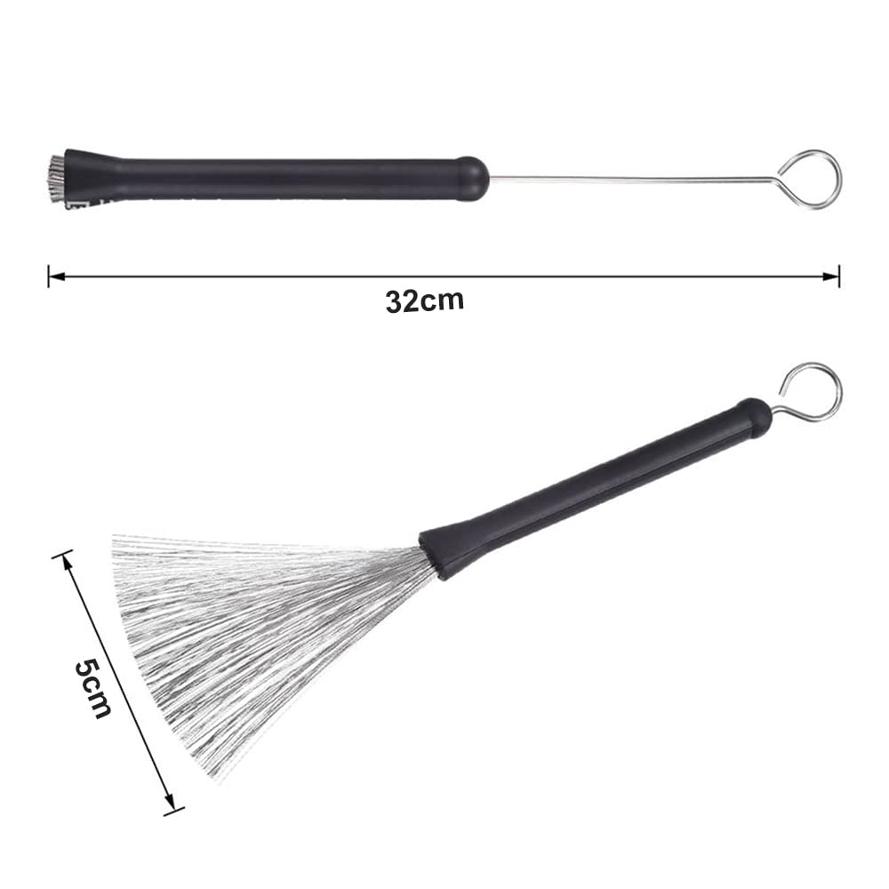 Dreld Drum Wire Brushs Drumstick Brush Выдвижная выдвижная выдвижная удобная резиновая ручка 1 пара