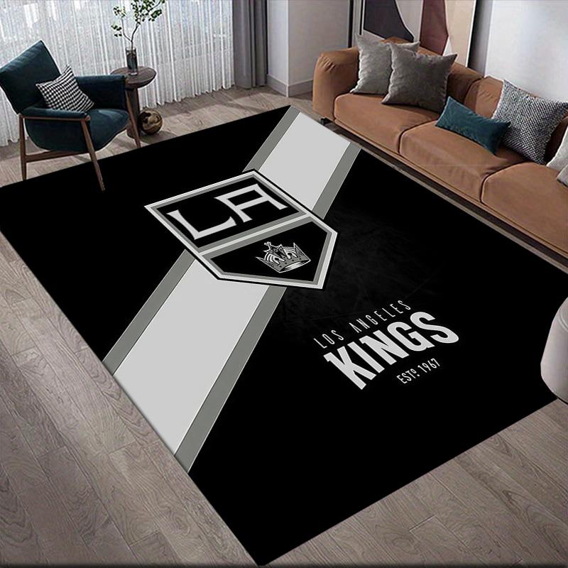 Los Angeles Kings Flannel Pattern Square Carpet,Area Rug,Carpet Rug for Living Room Bedroom Sofa Playroom Decor,Non-slip Floor Mat