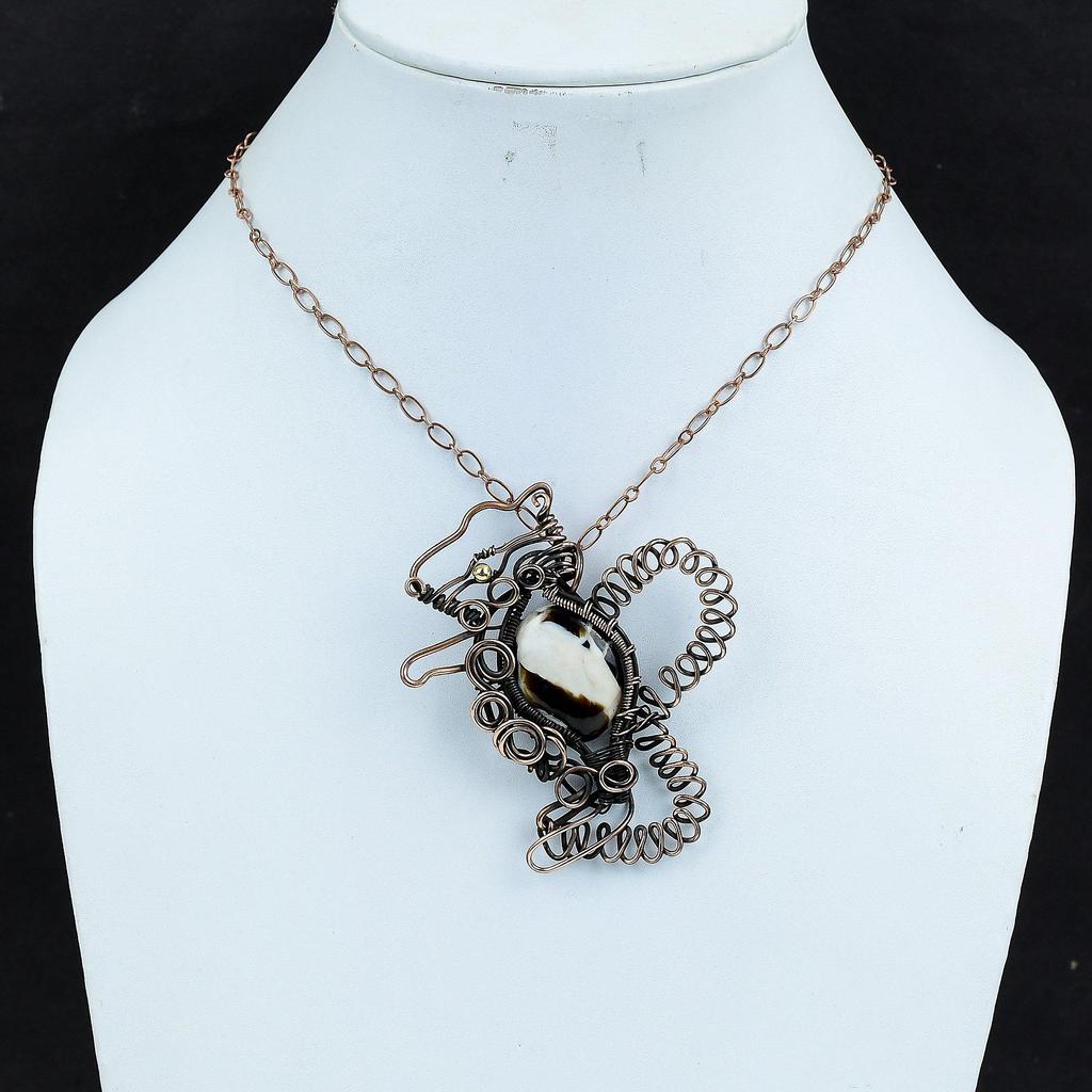 Кулон из яшмы «Арахисовое дерево», обмотанный медной проволокой, кулон в виде кролика, украшения из самоцвета яшмы «Арахисовое дерево», кулон ручной работы, медные украшения для подарков