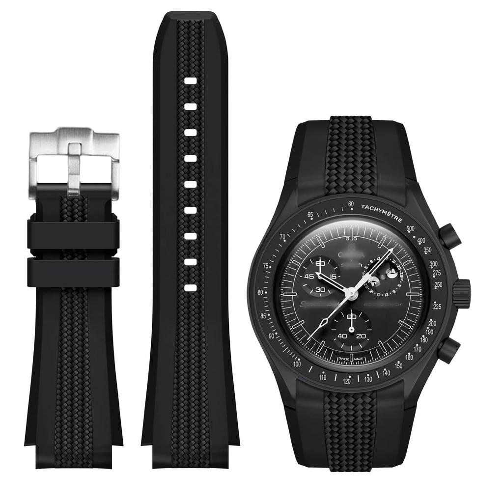 Watch Band 20mm Omega Swatch Belt Omega X Swatch MoonSwatch Speedmaster Unisex Quick Release Silicone Strap [SineMetu] (Light Pink)