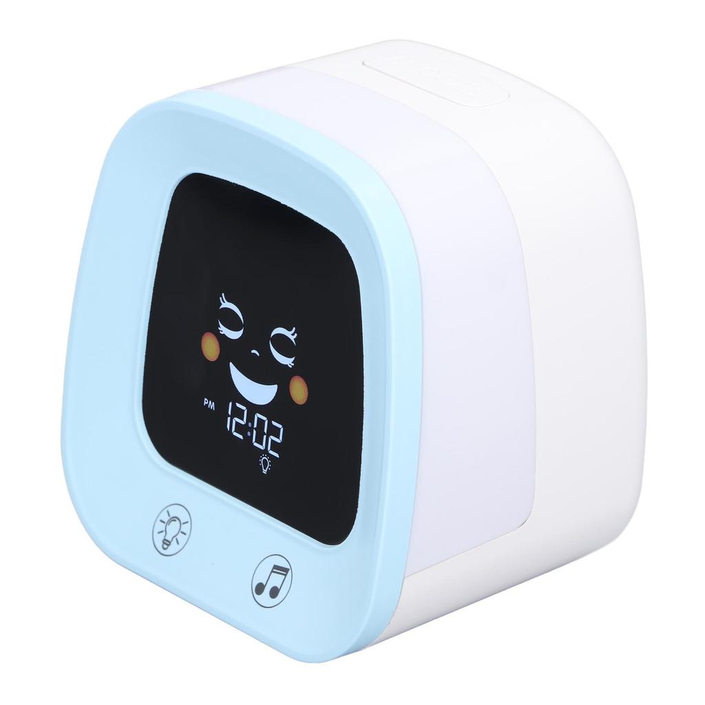 Детский мультяшный будильник с нежной музыкой, ночник, успокаивающий настроение, цифровые часы для обучения сну, синий
