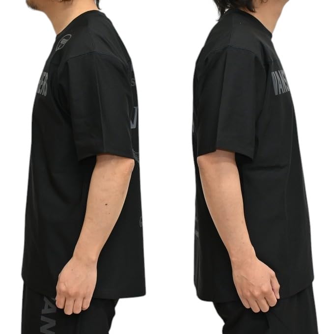 Vanson Training Wear Pants Short Sleeve and Top and Bottom Set for Gym NVSU-2501 & Set, T-Shirt Shorts, Jersey, Men's (JP, Alphabet, L, Black)