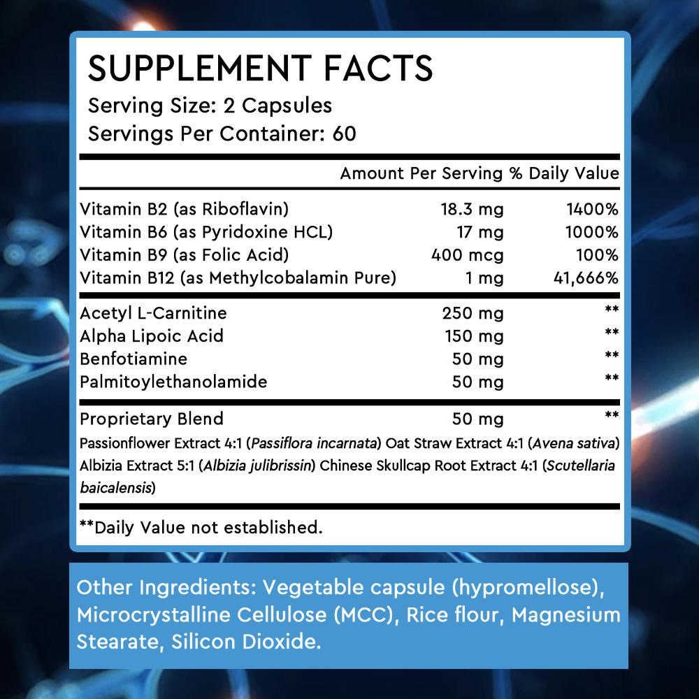 Vitamin B2, Vitamin B6, Vitamin B9, 120 Veggie Capsules Dietary Supplement