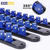 1pc 360° Swivel Socket Organizer 1/4 3/8 1/2 Premium Quality Socket Clip Rail Holder Socket Sliding Stand Sleeve Rail Rack Tools