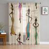 African Women With Vases Tulle Sheer Curtains for Living Room the Room Bedroom Kitchen Decoration Voile Organza Curtains