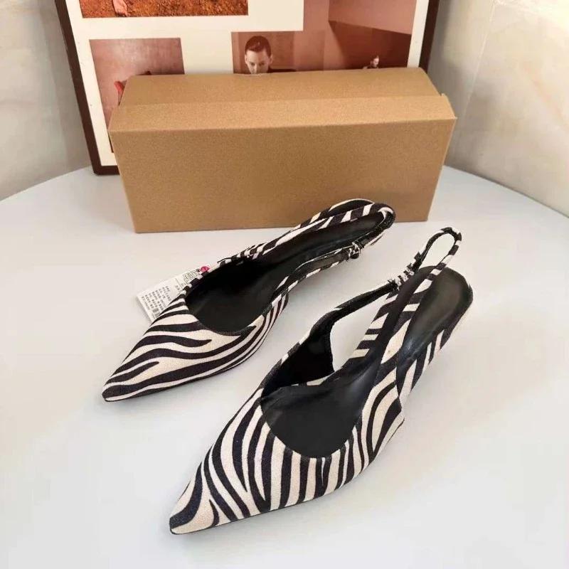 Модные яркие и стильные женские сандалии на среднем каблуке, повседневные слипоны с каблуком 3-5 см, весенние сексуальные слинги 2025 года