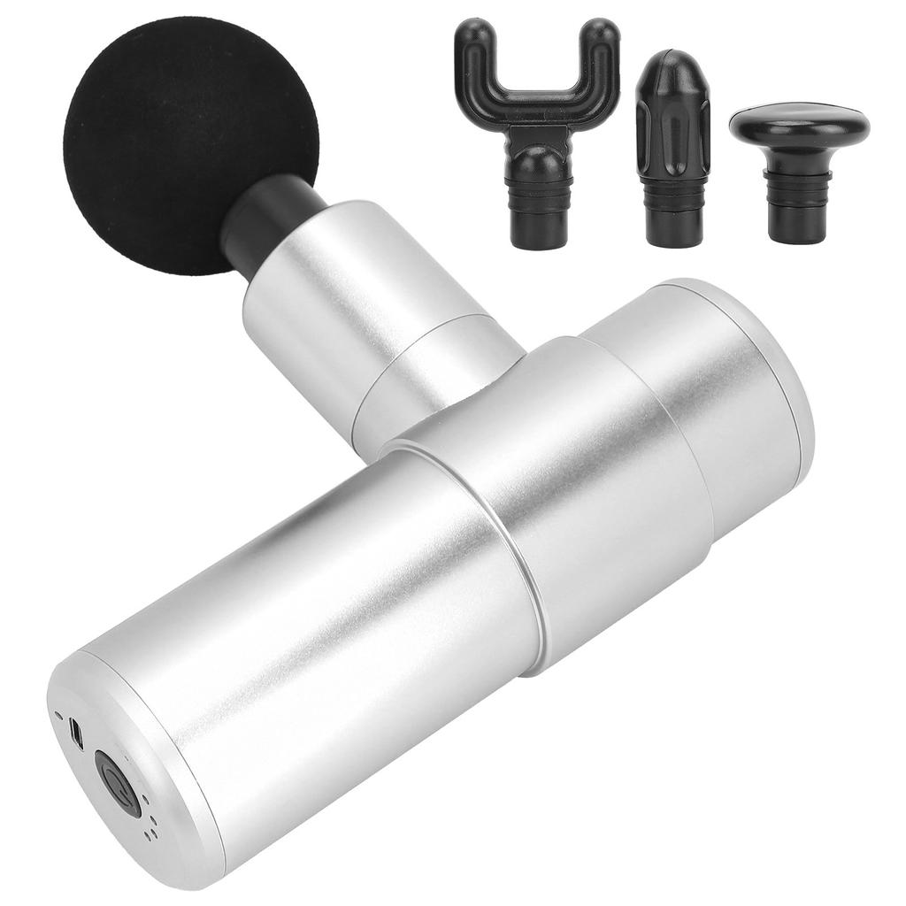 Бытовой массажер для глубоких тканей мышц, пистолет для снятия боли, ручной электрический массажер для мышц, серебристый