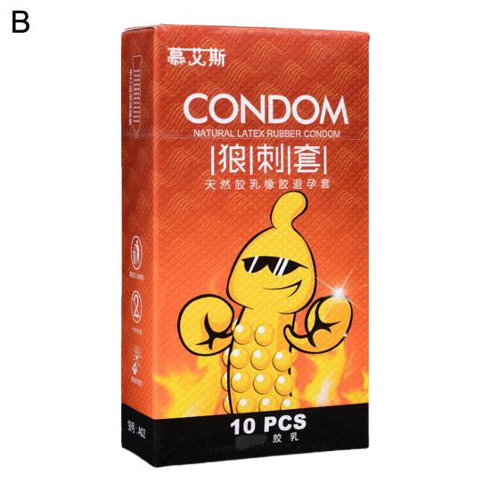 10Pcs/Box Sexual Condoms Bouncy Particles Safe Elasticity Fun Enhanced Pleasure Creative Natural Latex Rubber Condom for Bedroom