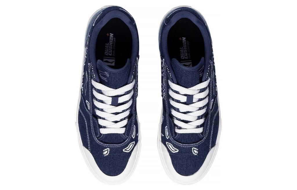 Li Ning 50/50 Fabric Slip Resistant Abrasion Resistant Low top Skateboard Shoes Men's Blue White AECT011-2